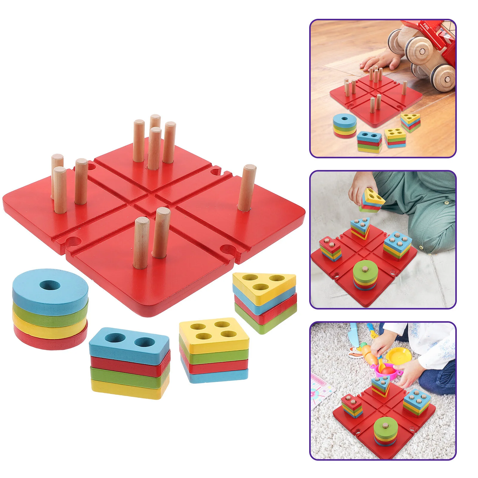 

Outdoor Playset Toys Toddler Boys Wood Sorter Game Insect 20x20x5.5cm Stackable Toddlers Sorting Wooden Geometric Blocks Child
