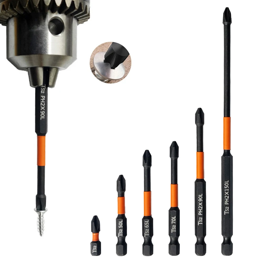 

7Pcs PH2 Impact Screwdriver Bits Magnetic Cross Head 1/4'' Hex Shank 25-150mm For Electric Driver Hand Drills Power Tool Parts