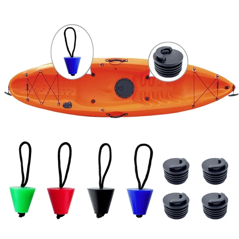 

4 Pcs Drain Holes Stopper Universal Kayak Scupper Plug Bung with Lanyard for Kayaks Canoes Scupper Holes Easily Install