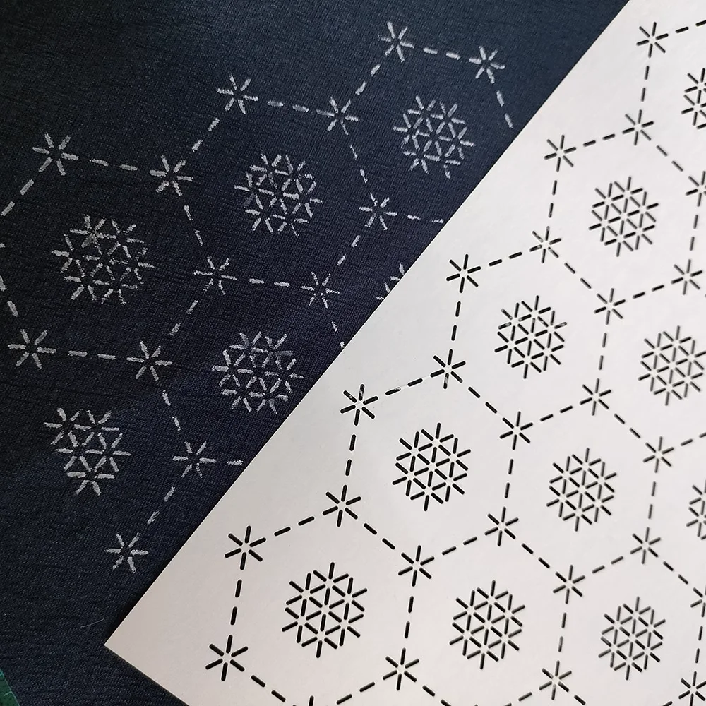 

large size 30*40cm embroidery template tortoise shell pattern placemat tea table embroidery reuse Sashiko Template