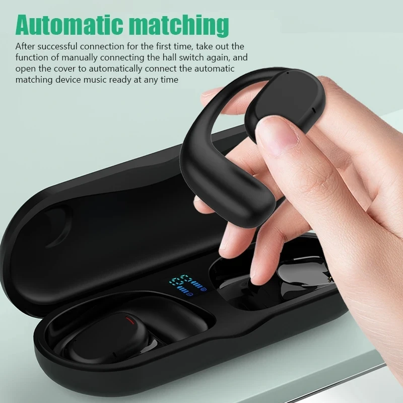 

Wireless Headphone Bluetooth Sports Earhook Headset Stereo Sound Noise Cancelling Earbuds TWS Bone Conduction Earphone With Mic