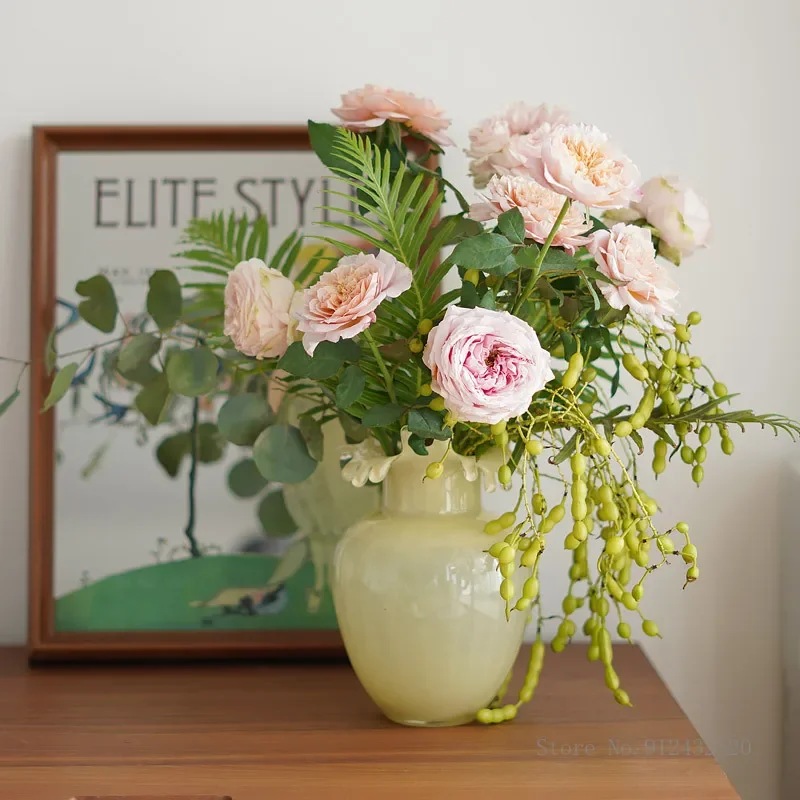 Роскошная французская янтарно-желтая стеклянная ваза Nordic Light дом гостиная