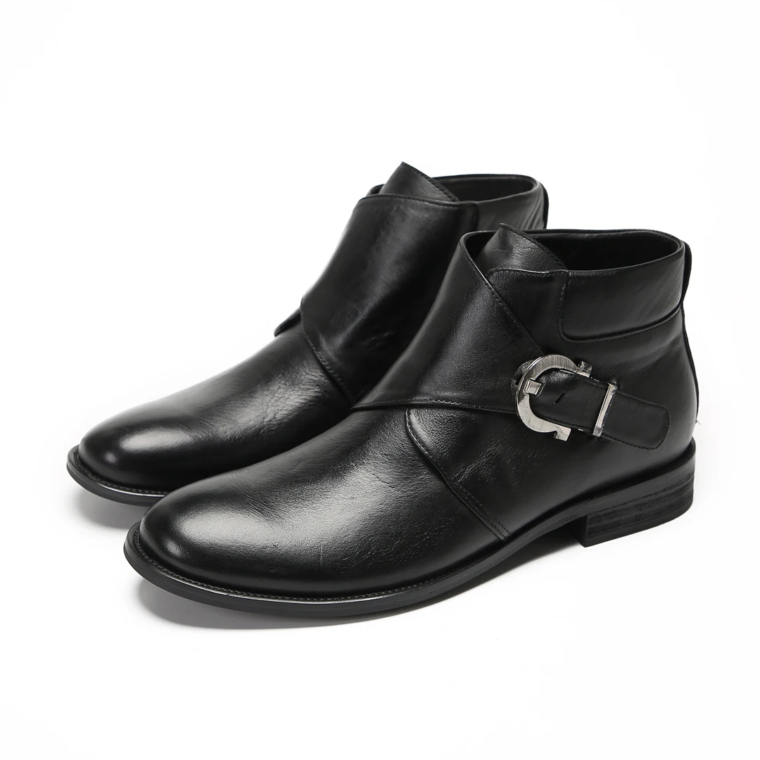 Новые модные черные кожаные туфли для свадебной вечеринки мужские мотоциклетные