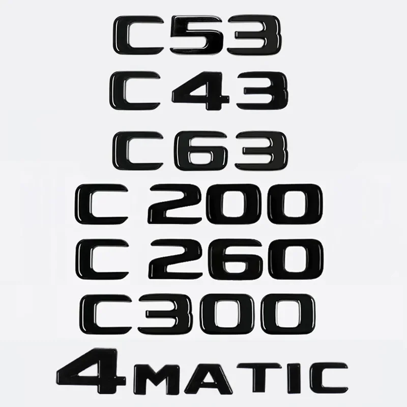

Car Trunk Letters Logo Chrome Badge Emblem Sticker For Mercedes Benz C Class C43 C63 C180 C200 C200d C300 4 Matic W203 W205 W206