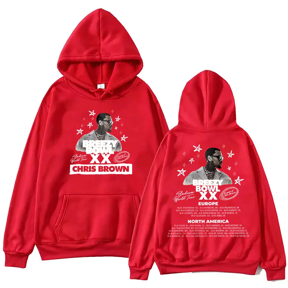 Chris Brown Breezy Bowl XX 2025 Tour Толстовка унисекс Пуловер в стиле Харадзюку Топы Толстовки с