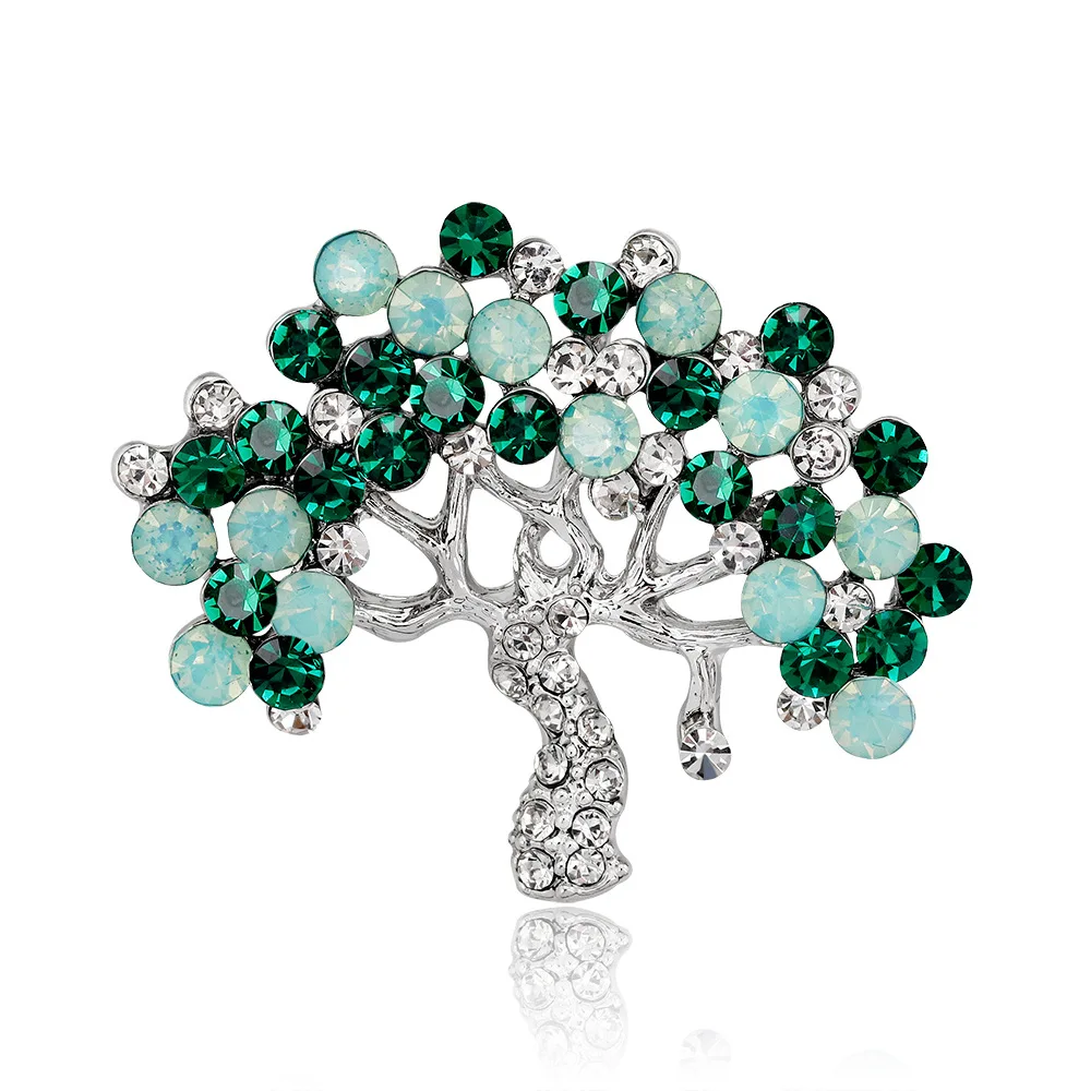 

TULX Rhinestone Tree Brooches Corsage For Women Crystal Plant Brooch Pins Dress Coat Accessories Jewelry