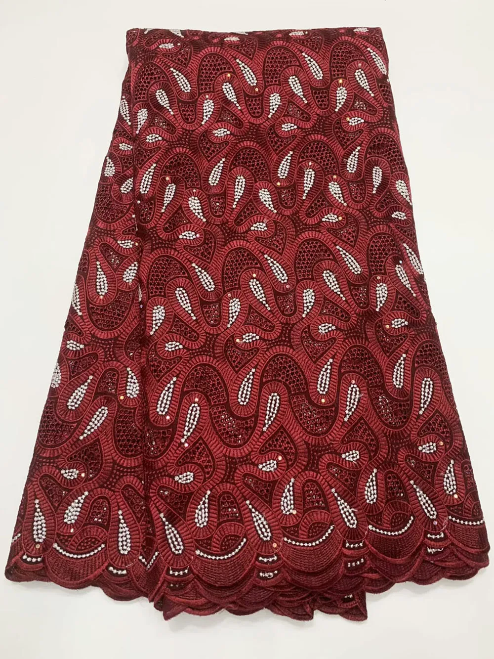 Высококачественная 100% кожа хлопок 2025 г. вышитая тяжелая африканская кружевная