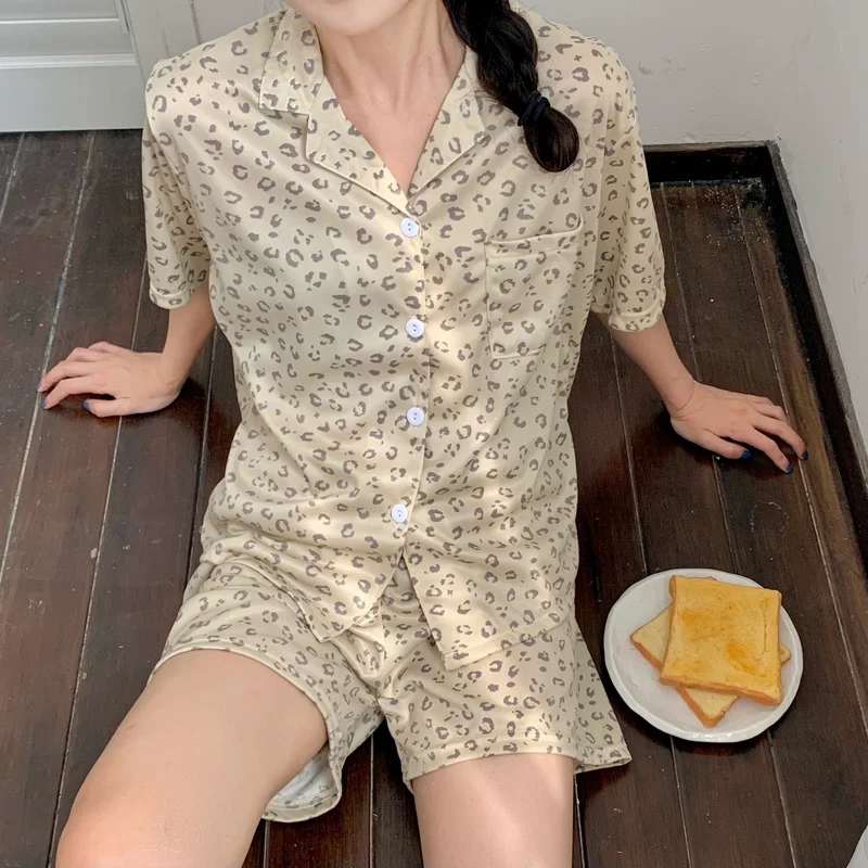 2022 New Cotton Pajamas Women's Short-sleeved Shorts Suit Summer Japanese Small Fresh Plaid Kawaii Pajamas Ladies Home Wear