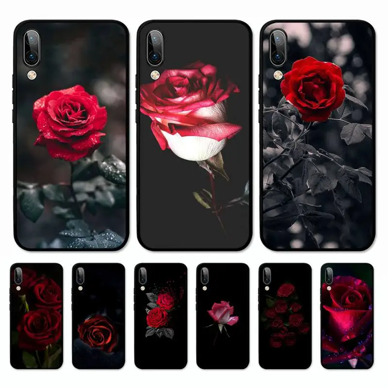 

Bright Red Roses Flowers Phone Case for Vivo Y91C Y11 17 19 17 67 81 Oppo A9 2020 Realme c3