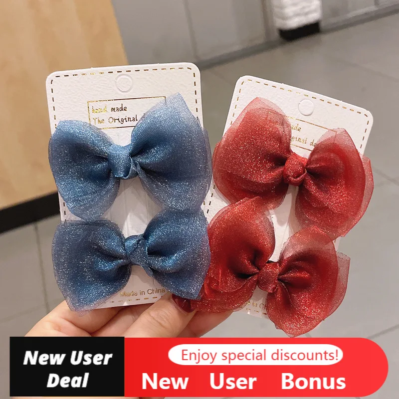 

2022 New Solid Color Bow Hairpin Children Cute Sweet Chiffon Bow Headwear Summer Fashion Cute Hairpin Hair Accessories