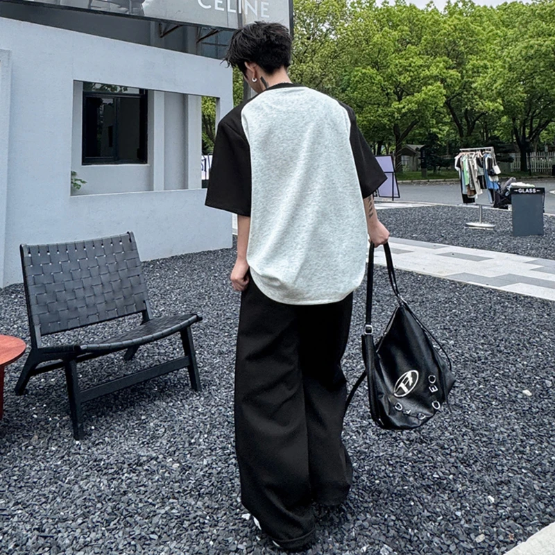 PFNW 2024 осенний мужской костюм-двойка лоскутная футболка контрастного цвета с