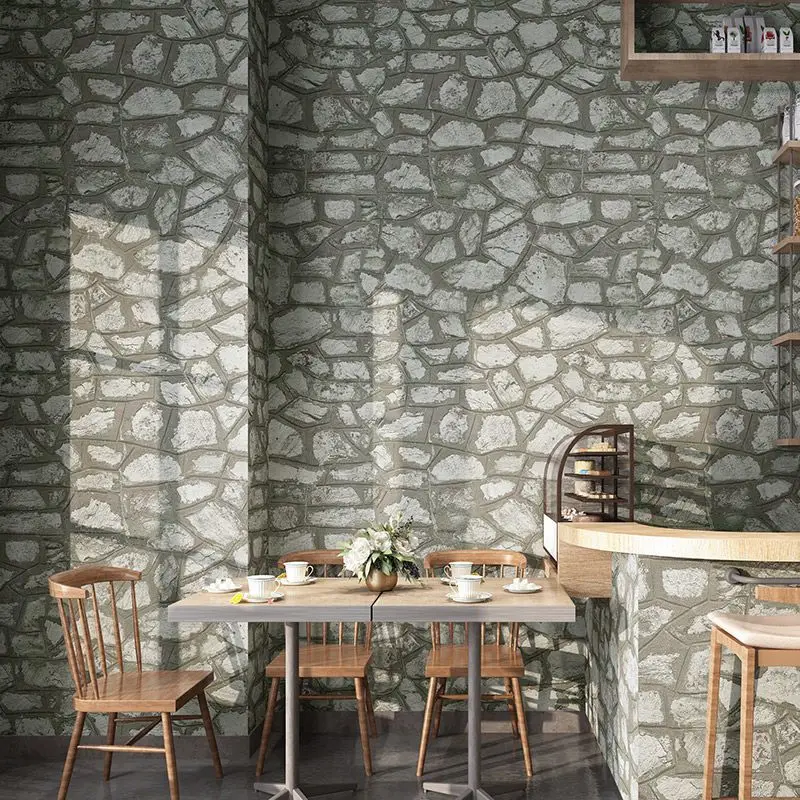 

Papel de Parede 3D Cultural Stone Brick Pattern Wallpaper Industrial Retro Restaurant Clothing Store Cement Wallpaper Barbe