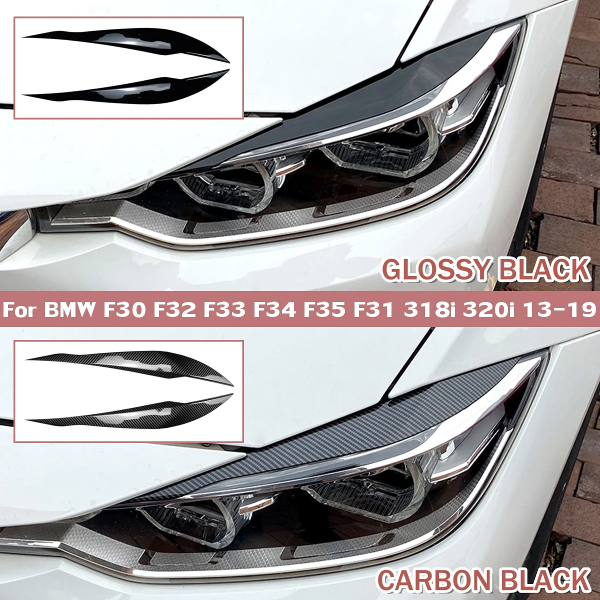 2 шт. накладки на брови передней фары для BMW F30 F32 F33 F34 F35 F31 318i 320i 2013-2019