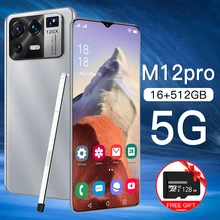 Global Version M12 Pro 6.7 HD Full Screen Inch Smartphone 16+512G Android 11.0 Unlocked Support Google 4G 5G Celular Cellphone