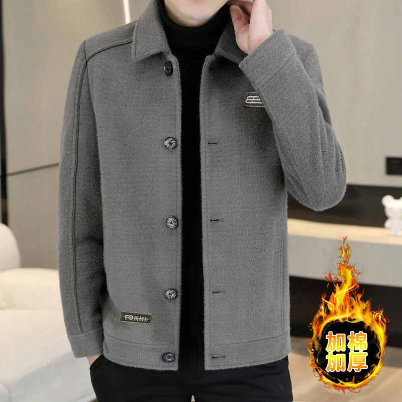 2022 Autumn Winter Wool Blends Jacket Men Fashion Slim Casual Business Trench Coat Thicken Warm Lapel Overcoat Social Streetwear
