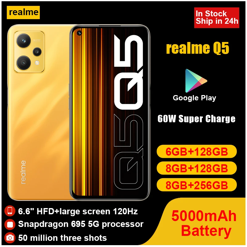 realme Q5 6nm Snapdragon 5G core 60W smart flash charge 5000mAh super battery 5G smartphone