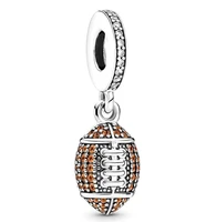 original american football dangle beads charm fit pandora women 925 sterling silver bracelet bangle jewelry