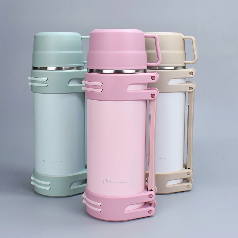 

Thermos Water Bottle 1500 ML 304 Stainless Steel Mug Straw Thermal Insulation Straight Cup Vacuum Flask Outdoor Portable Strap