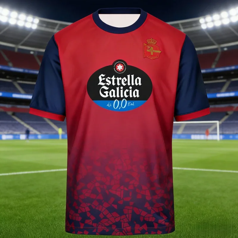 Фото Футболка Deportivo La Coruna с принтом Estrella Galicia, мужская и женская, быстросохнущая, дышащая, для болельщиков испанского футбола, повседневная. №3