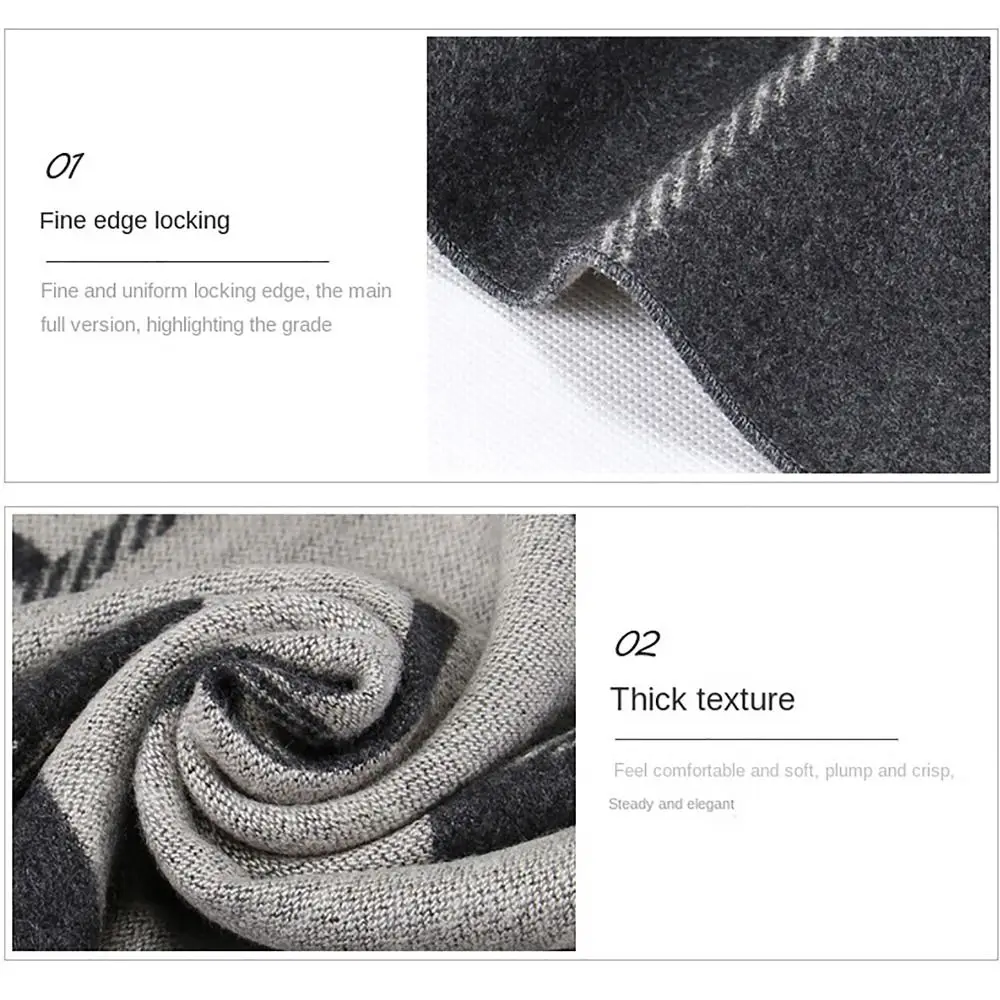 Модный кашемировый шерстяной вязаный шарф зимний теплый универсальный