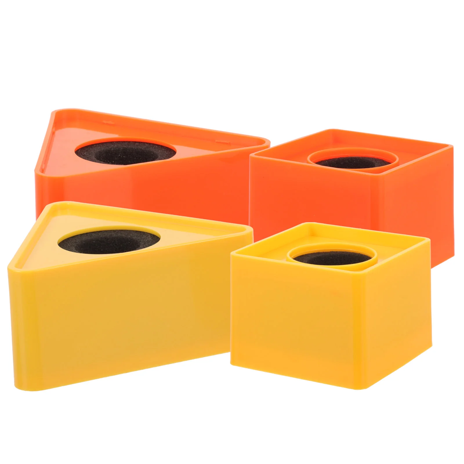 

4 Pcs Mic Logo Cube Customized Microphone Holder Props Flag Triangular Customers