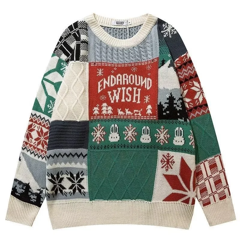 

Christmas Sweater NEW Cute Harajuku Rabbit Tops Women Loose High Street Kntting Sweater Snow Pullover New Year Clothes Pullover