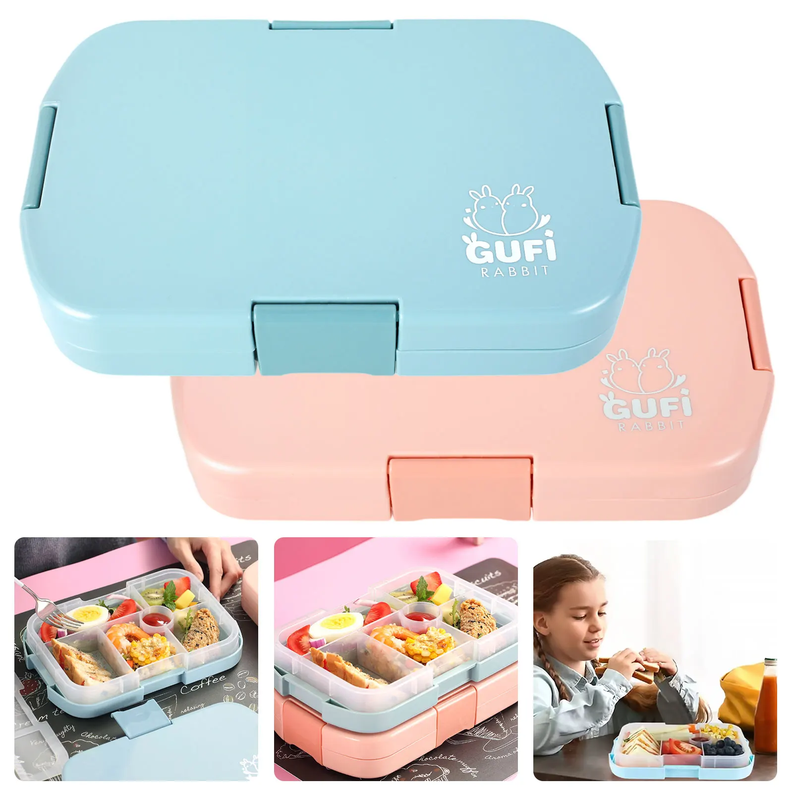 

Ланч-бокс Bento с 6 отсеками, контейнер для еды без БФА, многоразовый детский контейнер для еды, герметичный, разделенный