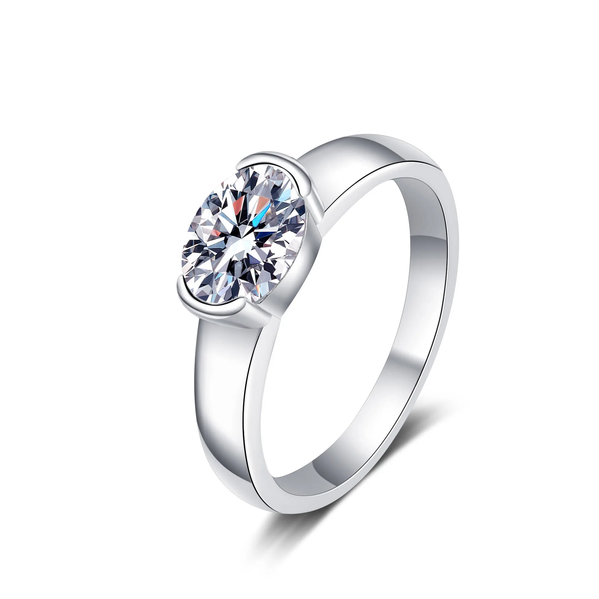 

Aisne Real 1.5 CT D Color Moissanite Wedding Rings For Women Top Quality White Gold Color 100% 925 Sterling Silver Jewelry Ring