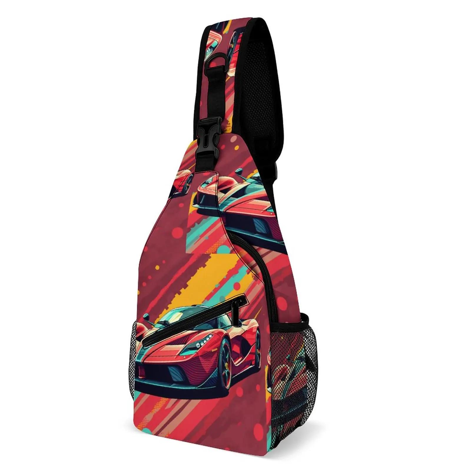 

Passionate Sports Car Chest Bags Unisex Retro Multicolored Custom Shoulder Bag Funny School Small Bag Sport Daily Sling Bags