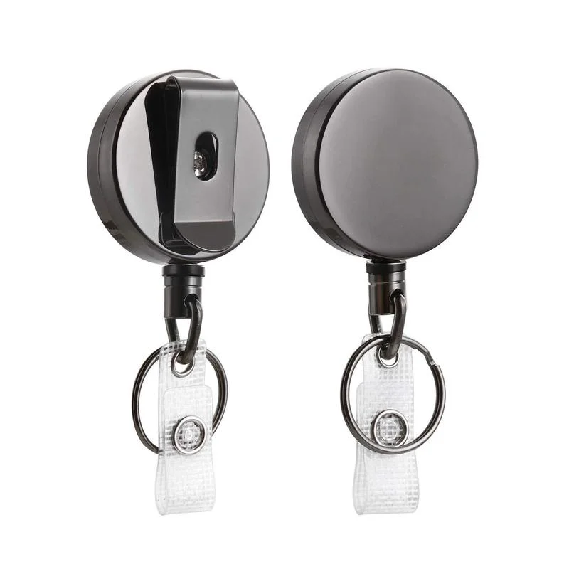 1PCS Women Men Card Badge Holder Reels Clips  Key Ring Metal Retractable Pull Badge Reel ID Lanyard Name Card Clip images - 6