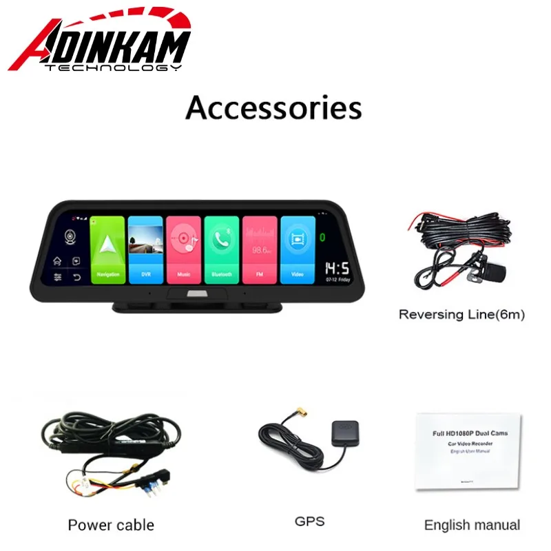 Видеорегистратор автомобильный ADINKAM 4G Android 8 1 Wi-Fi GPS Bluetooth 2 + 32 ГБ ADAS 1080P |