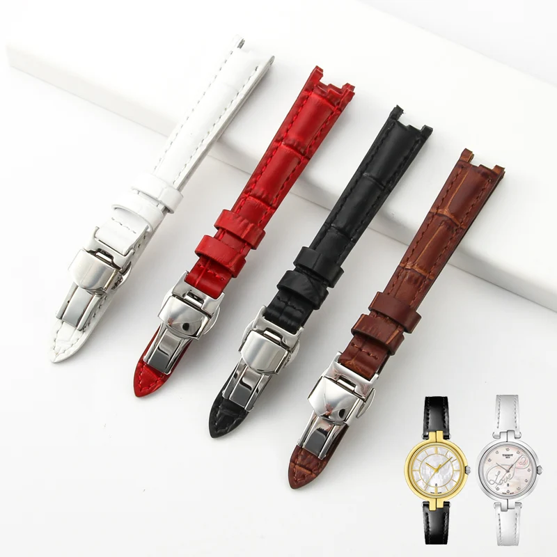 

Bamboo Pattern Leather Watch Strap for Tissot 1853 Flamenco Trend Series T094 Notch Original Female 12mm Watchband