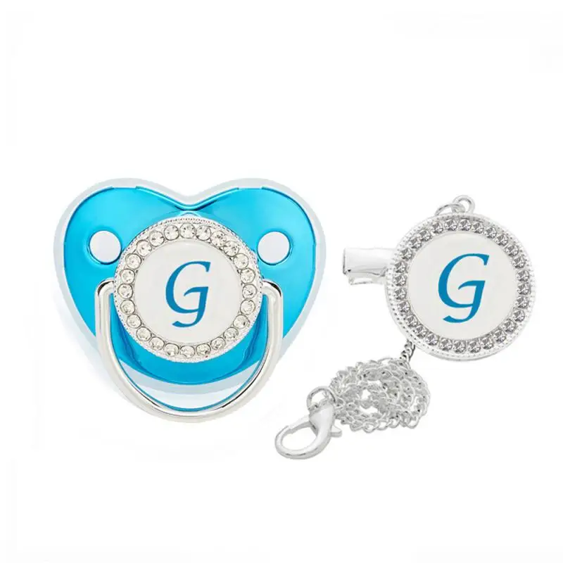 

Cute Baby Pacifiers Feeder Blue 26 Letter Series Infants Bite Chew Supplies Safe Baby Feeding Baby Product Diamond Baby Pacifier