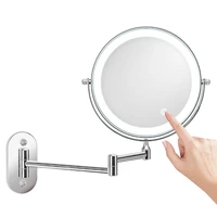 8 inch double sided bathroom mirror with led wall mounted fill light makeup color temperature control 3x5x7x10x magnified