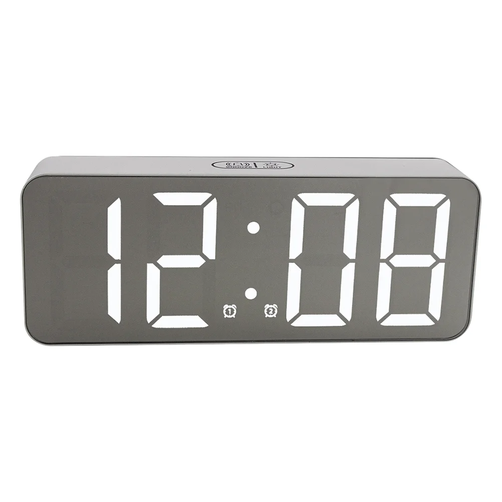 

Clock Alarm Digital Led Mirror Desk Table Clocks Calendartemperaturebedroom Electric Sleepers Heavysmall Travel Night Operated