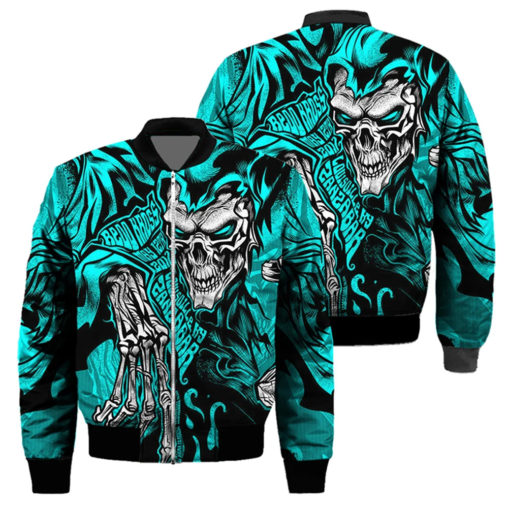 

Куртка-бомбер мужская с принтом черепа, утепленная, из хлопка