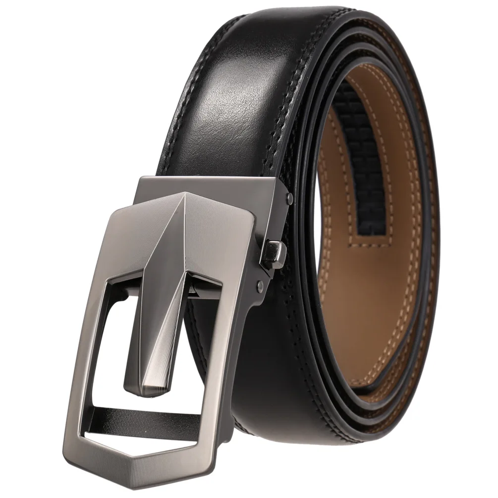 Genuine Leather Men's Belt Alloy Automatic Buckle Two-layer Cowhide Business Casual Belt for Men Business Luxury Belt