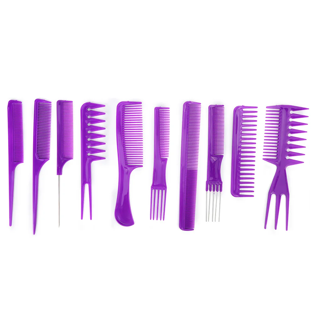

10Pcs Plastic Massage Anti-Static Hair Scalp Comb Hairdressing Home Salon Tool (Purple)