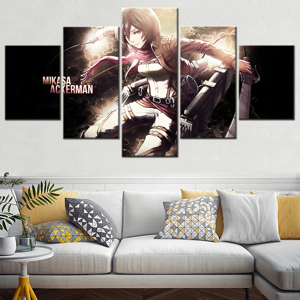 

5 Piece Modular Home Decor Posters Japan Anime Attack On Titan Paintings Canvas Art for Living Room Wall Decor Artwork Modern