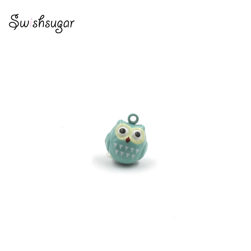 Cute Owl Cartoon Metal JIngle Bell Charms For Dog Cat Pet Charm Necklace Pendant