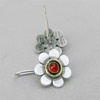 new red gemstone retro color separation flower earrings european and american fashion personality simple banquet earrings