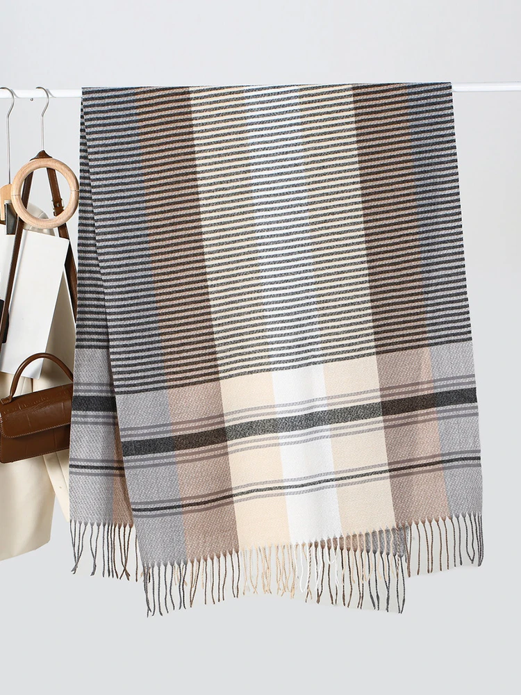 Новинка вязаный Ретро шарф с бахромой головной платок зимний женский и мужской в