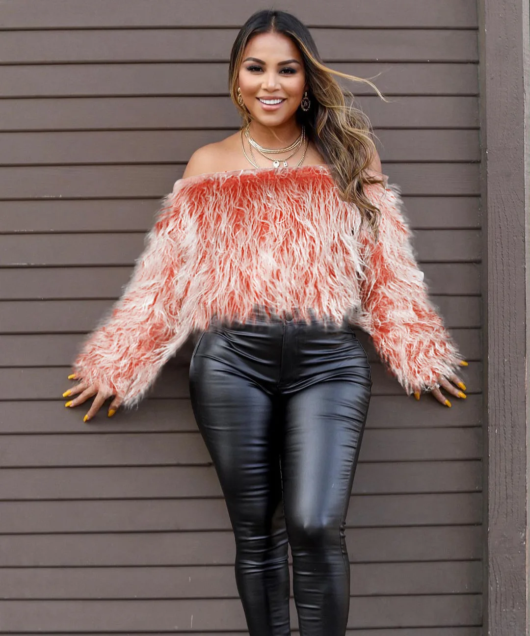 DEARIRIS Winter Women's Fashion Handcrafted Fringe Fur Knit Pullover Sweater