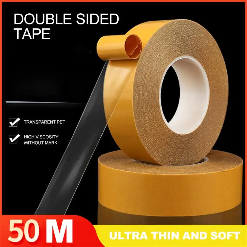 Купи 50M High Temperature Resistance PET Double Sided Tape No Trace Transparent Heat Resistant Strong Double-Sided Adhesive Tape 1PCS за 157 рублей в магазине AliExpress