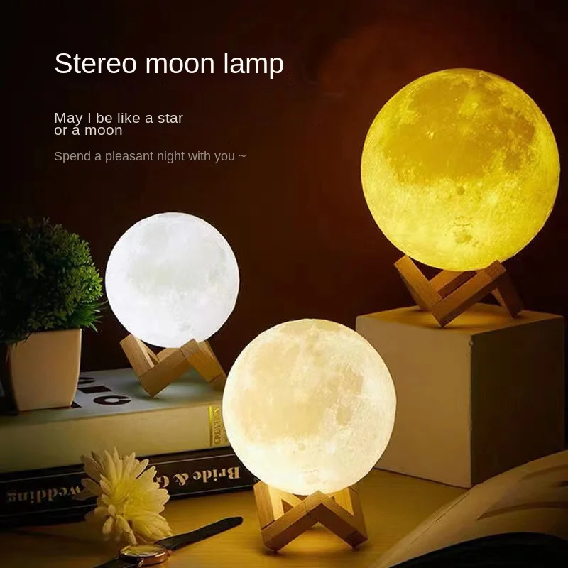 

Fashion Creative Warm Night Light 3D Simple Portable Moon Light Home Interior Decoration Atmosphere Night Light Moon Lamp