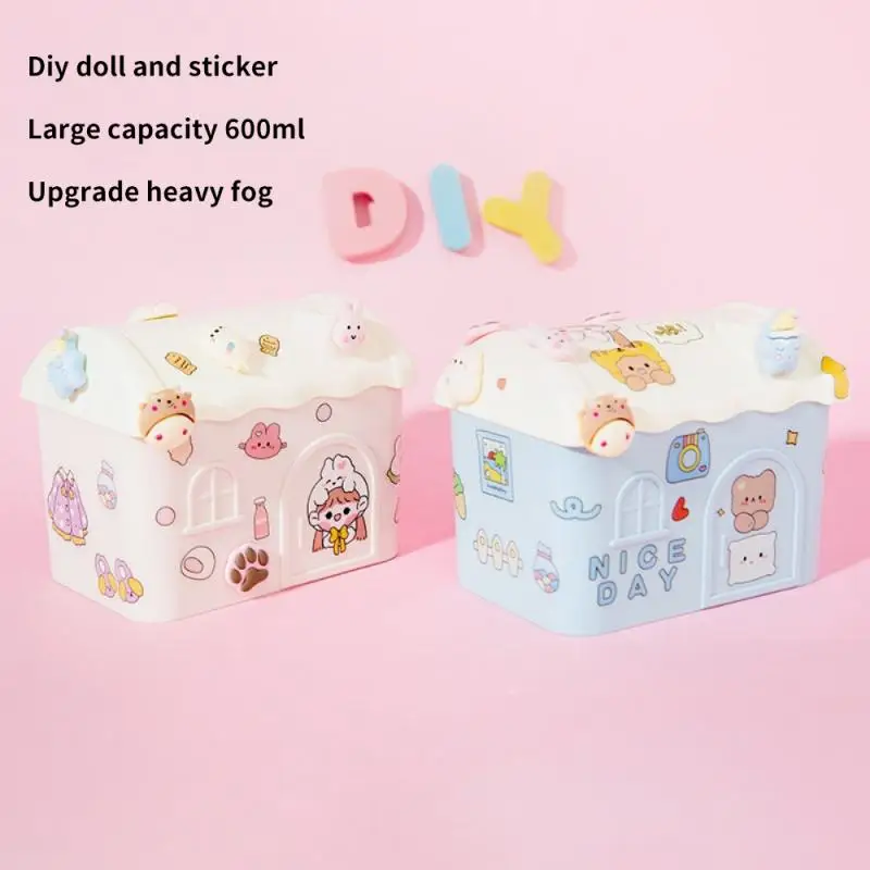 

Diy Small House Humidifier Spray Gift Mini Design Cream Color With Sticker Mute Household Water Drop Humidifier Cute Creative