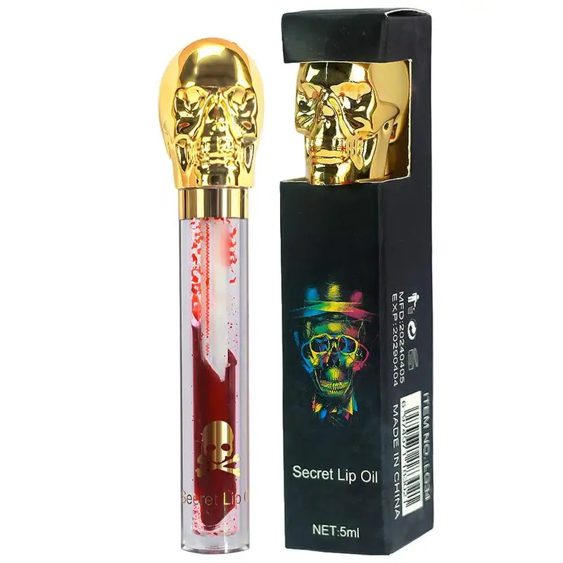 Блеск для губ на Хэллоуин стильный Увлажняющий блеск в виде черепа искусственный