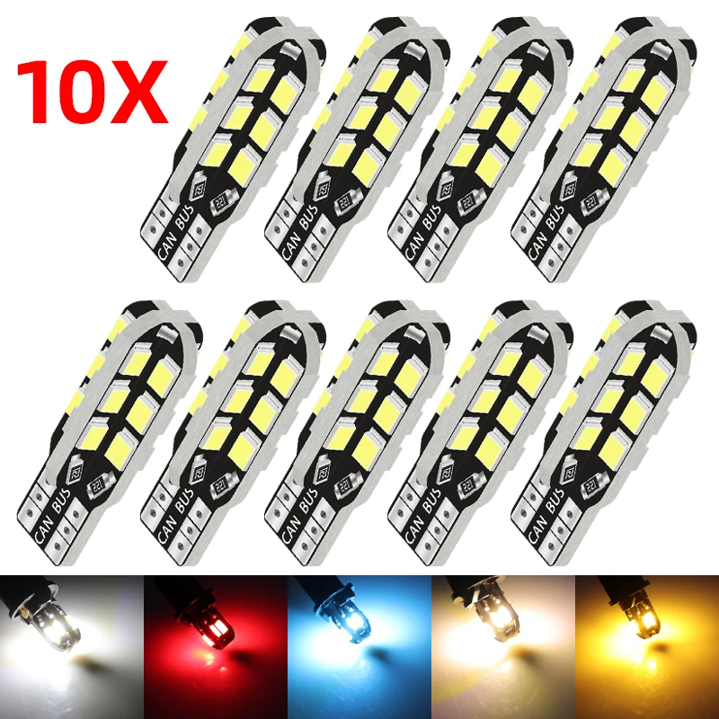 10PCS Canbus T10 Led W5W Car interior lights 168 194 LED Bulb For lamps Side Light bulbs on cars License Plate Lamp - купить по