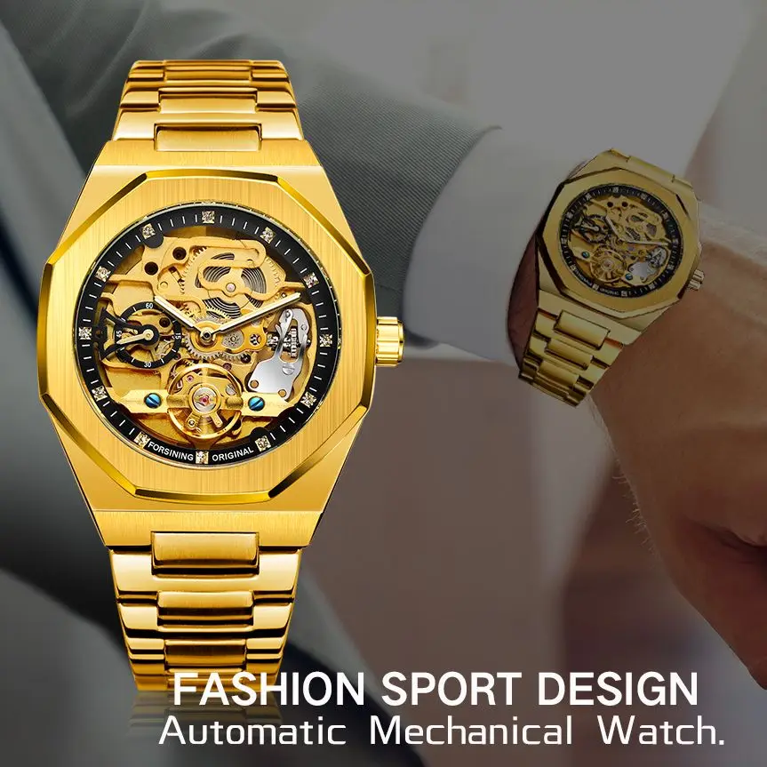 Часы наручные Forsining Мужские механические брендовые Роскошные водонепроницаемые