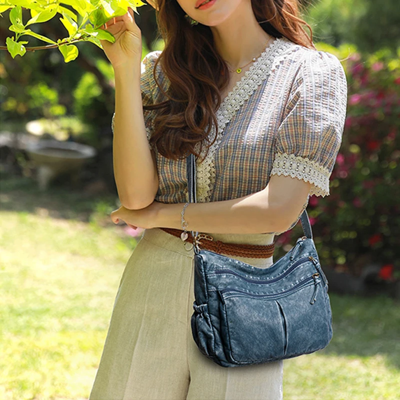 Purses and Handbags for Women Large Hobo Shoulder Bags Soft Pu Leather Multi-Zipper Pocket Tote Bag Large Capacity Daily Bag